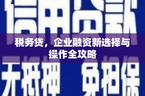 古丈税务贷，企业融资新选择与操作全攻略